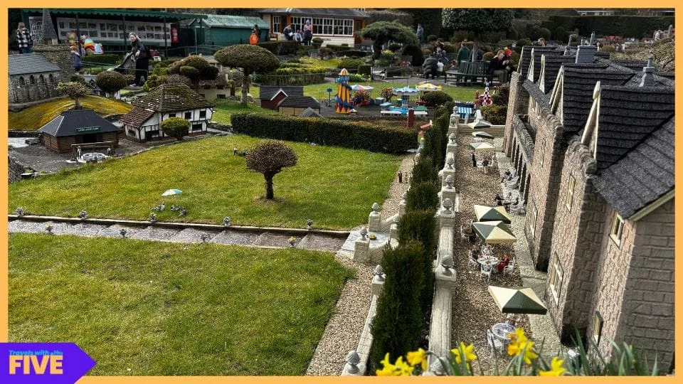 Rows of model houses, lawns and clipped trees at Bekonscot